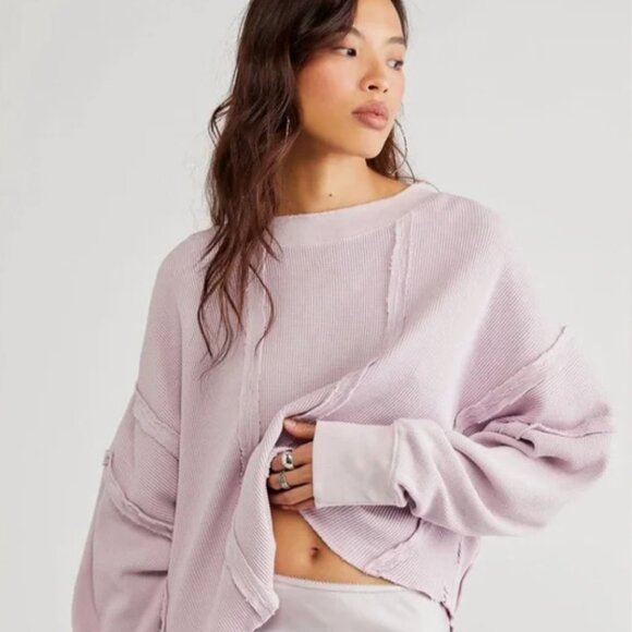 Free People Sweaters - NWT We The Free People Lavender Ellie Thermal Oversized Top M